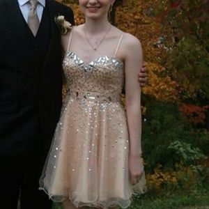 Short champagne homecoming dress